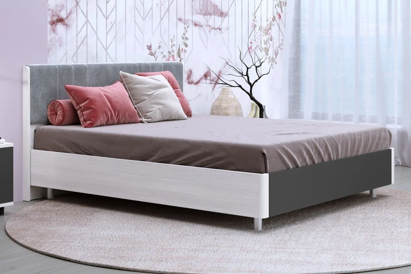 Кровать КР-5013-СЯ-АМ 160х200 (Снежный Ясень/Антрацит Матовый) - купить в Озерце