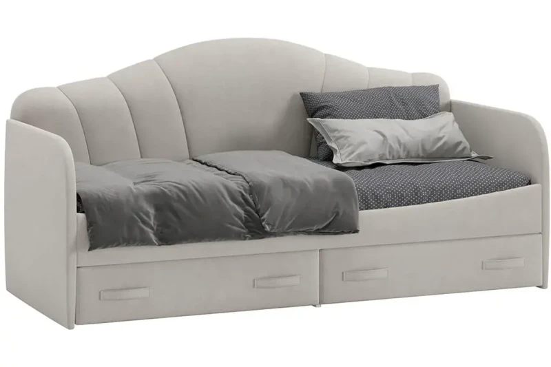 Кровать Сабрина ТД-307.12.02 90х200 (Велюр/Мокко светлый) - купить в Озерце