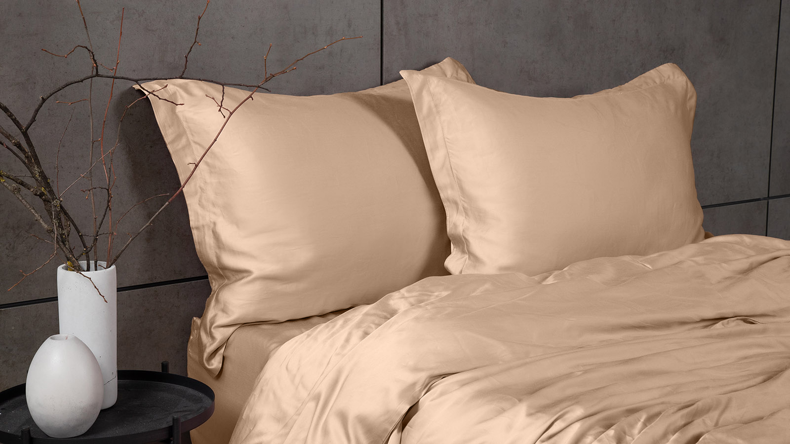 Постельное белье Comfort Solid Tencel, цвет: Латте (односпал) 140x205, без простыни в мебель-центре Озерцо