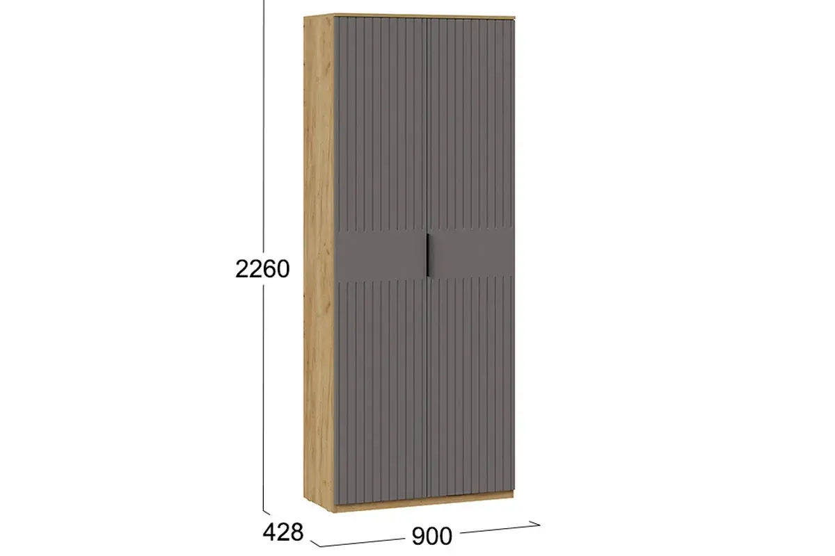 Шкаф комбинированный Хилтон с 2 дверями Исп.2 (Дуб Крафт Золотой/Графит матовый) в мебель-центре Озерцо