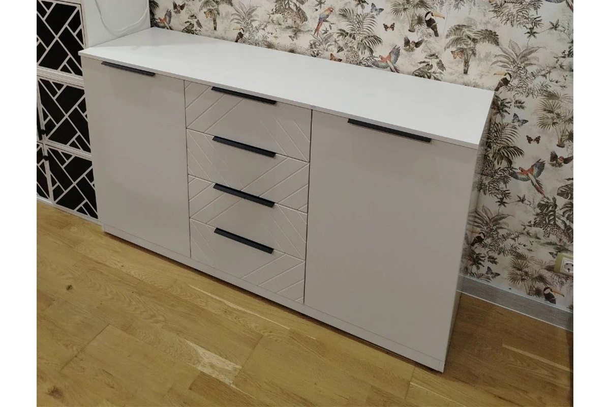 Комод Квадро №1500.5 (Белый / Тальк) — Мебель-центр Озерцо