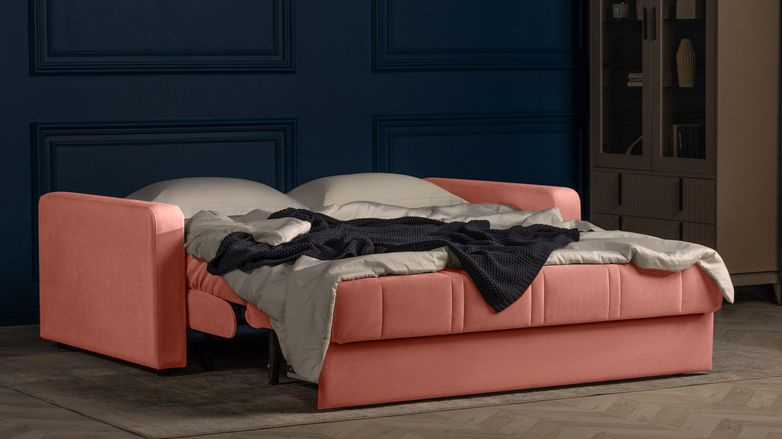 Диван - кровать Domo Pro стежка ромб, ткань Casanova Marsala 180x216 — купить в Озерце