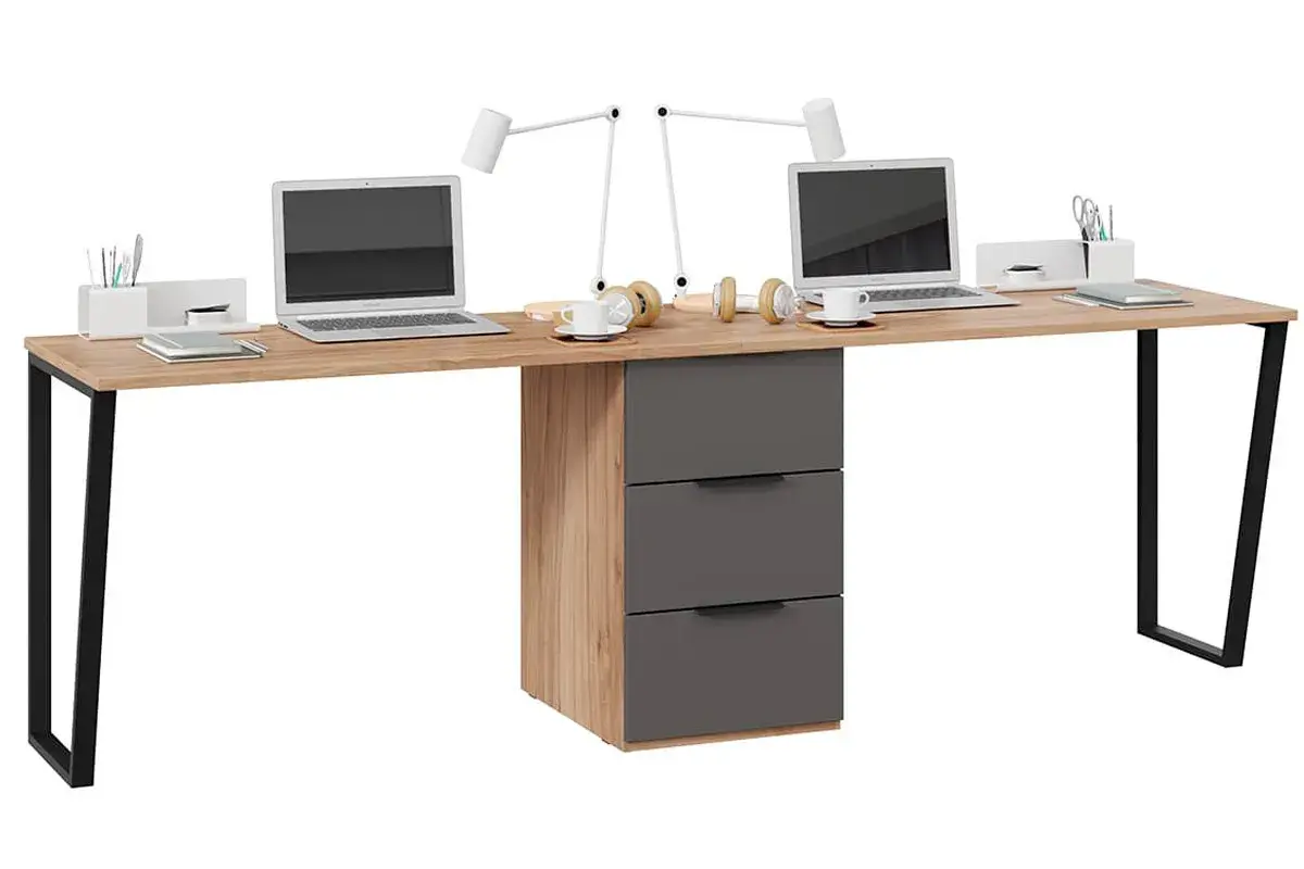 Стол письменный Порто ТД-393.15.01 (Графит/Яблоня Беллуно) — Мебель-центр Озерцо