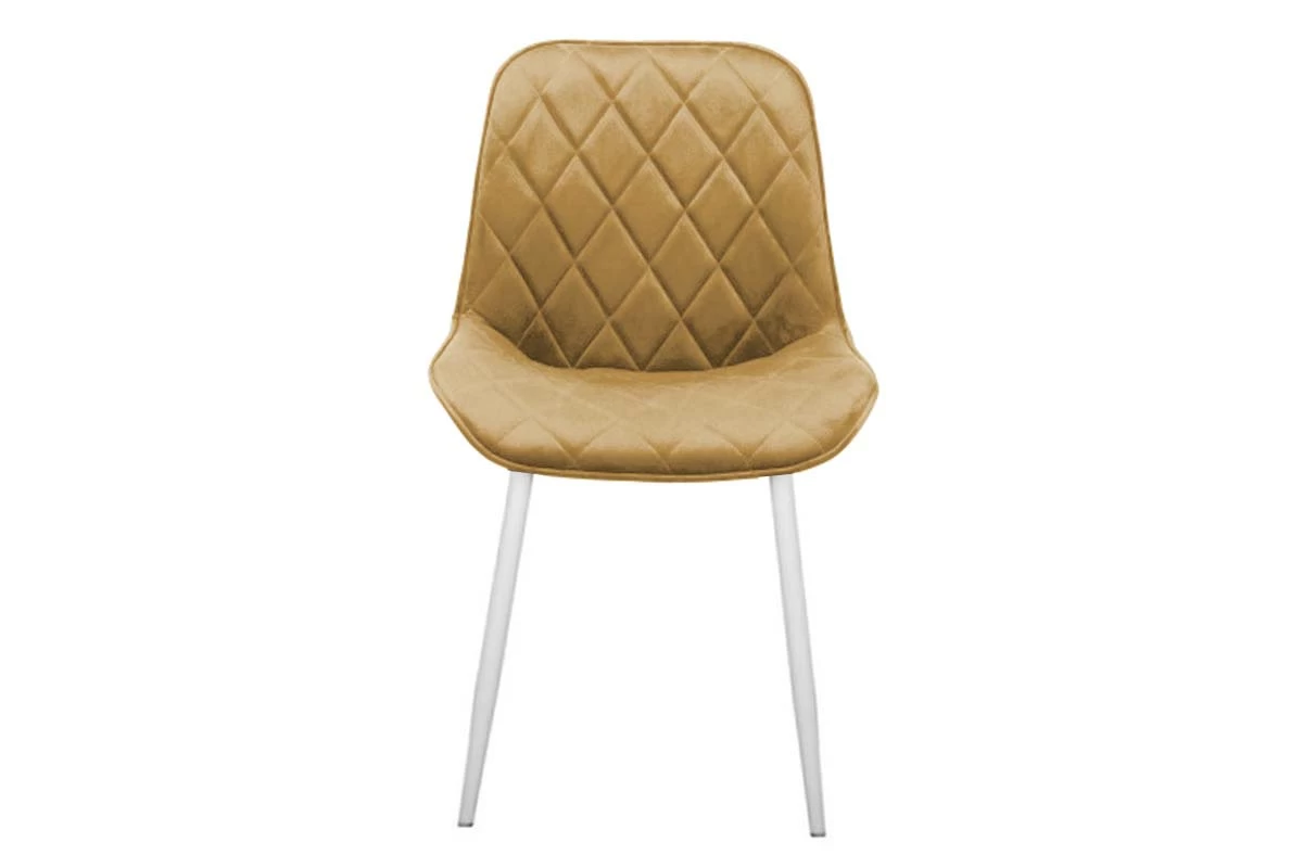 Стул Аура каркас 9003 белый матовый, велюр (Velluto 08 горчичный) СРП-032 - купить в Озерце