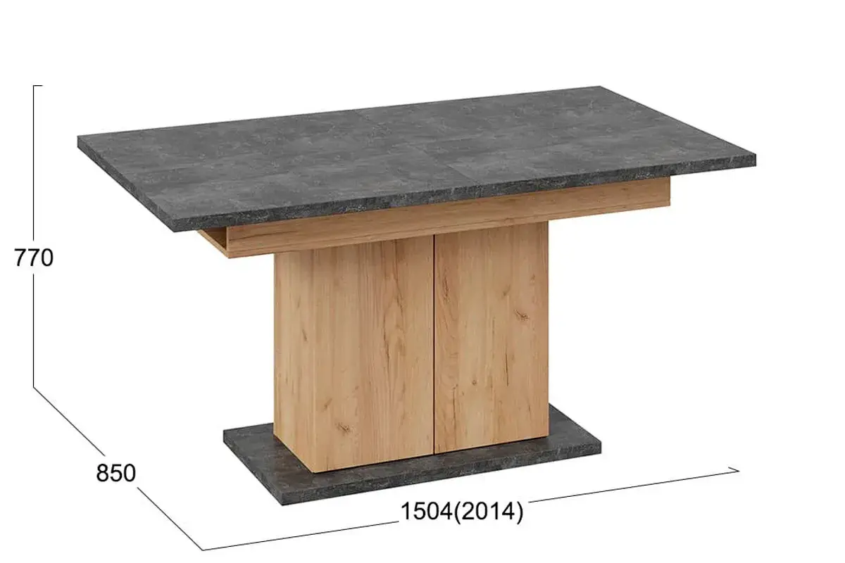 Стол раздвижной Детройт Тип 1 (Дуб Крафт золотой/Ателье темное) - купить в Озерце