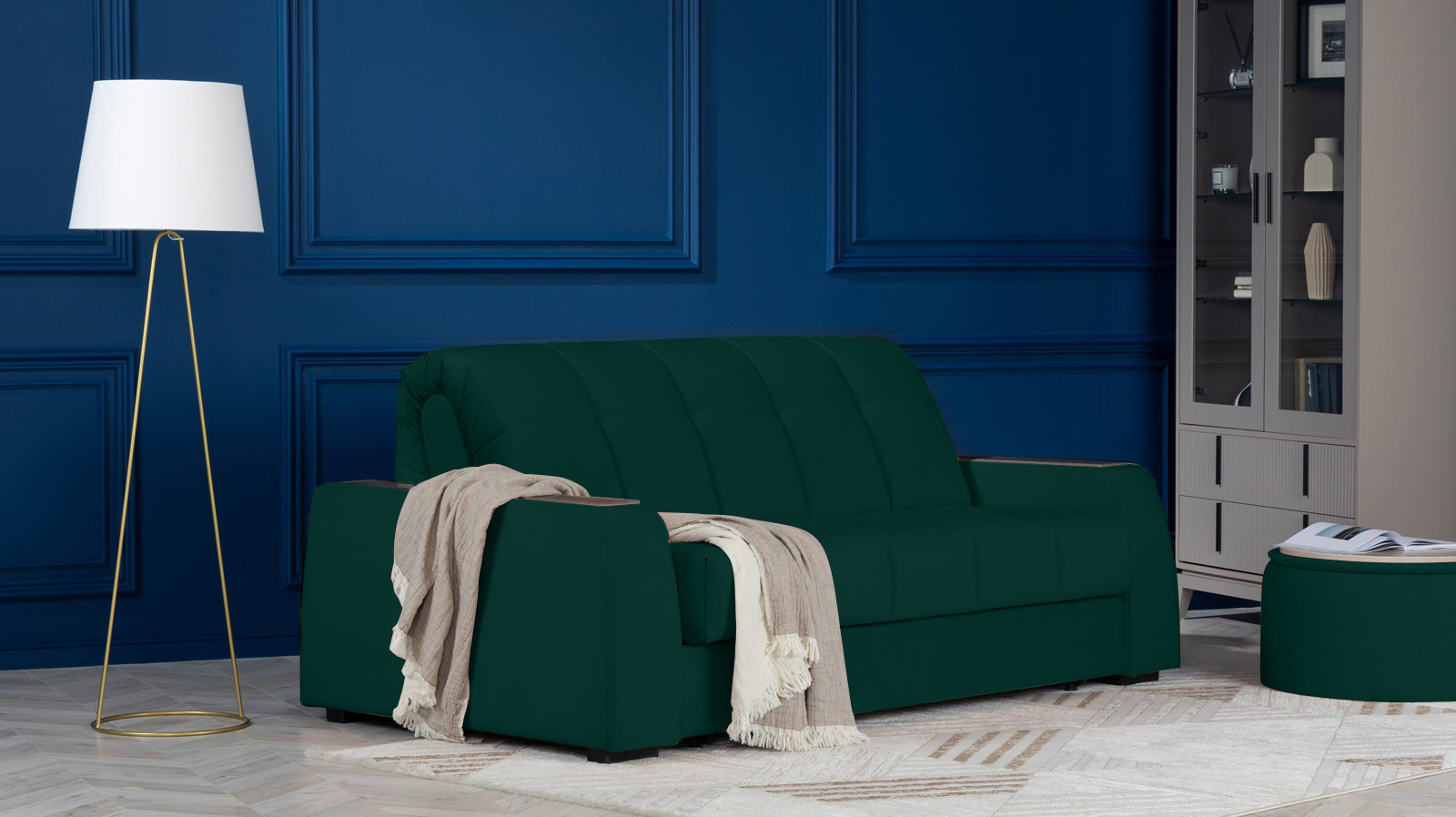 Диван - кровать Domo Pro с накладкой цвета венге, стежка квадрат, ткань Sky Velvet 42 140x216 — в мебель-центре Озерцо