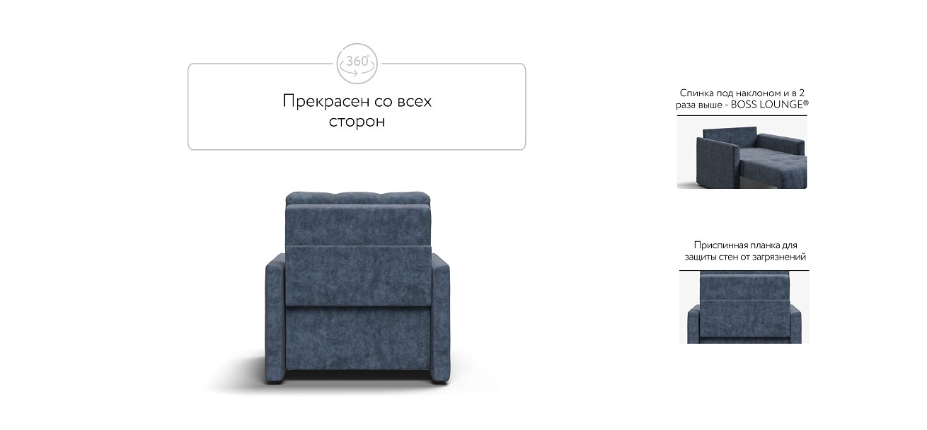Босс Лофт кресло-кровать Велюр Роял синий — купить в Озерце