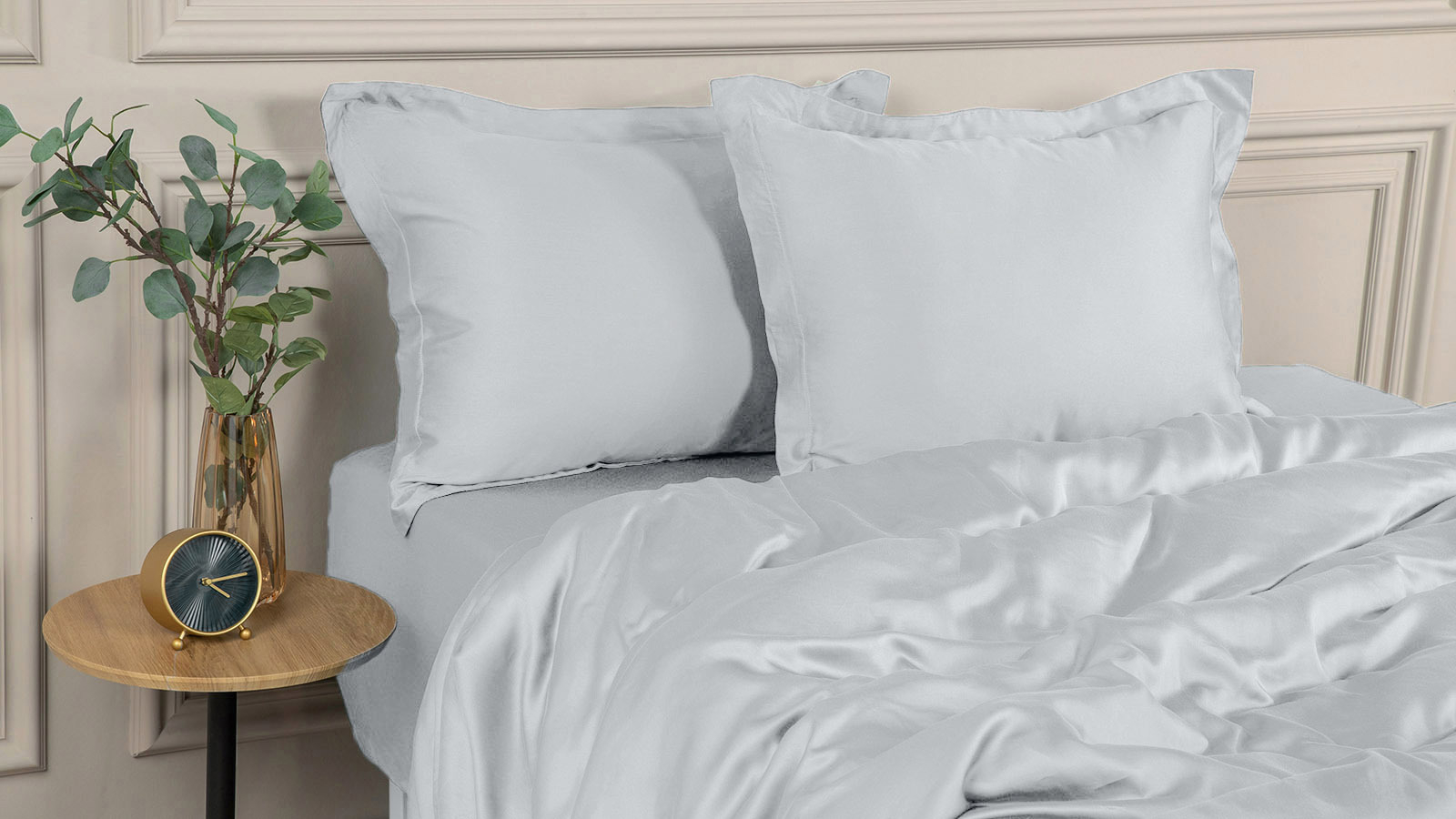 Простынь на резинке Comfort Solid Tencel, цвет Серебристый иней 180x200 в мебель-центре Озерцо