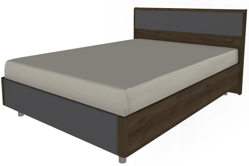 Кровать КР-5002-ГТ-АМ (Гикори Джексон Темный/Антрацит Матовый) - купить в Озерце