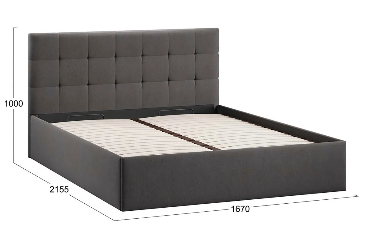 Кровать Джоли Тип 1 с ПМ и заглушиной 160х200 (Велюр/Графит) - купить в Озерце
