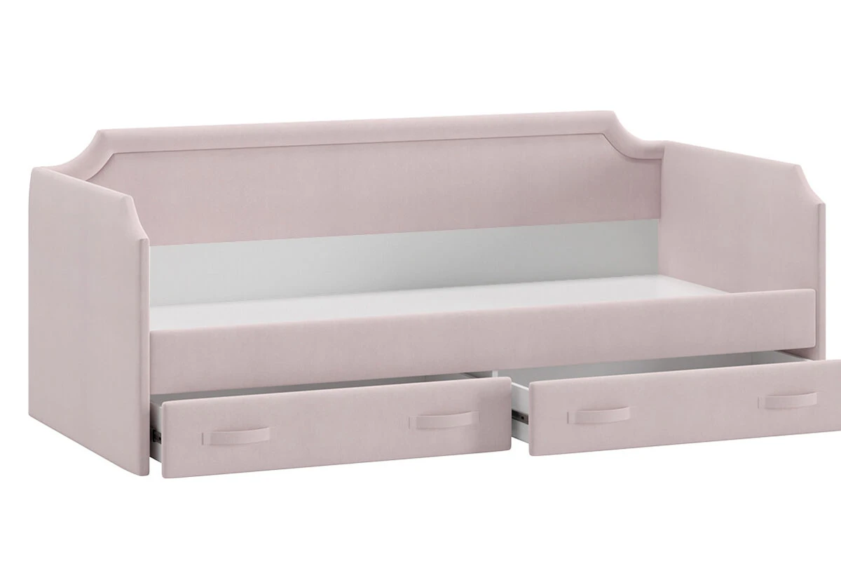 Кровать Кантри ТД-308.12.02 с мягкой обивкой и ящиками 90х200 Тип 1 (Велюр пудровый) - купить в Озерце