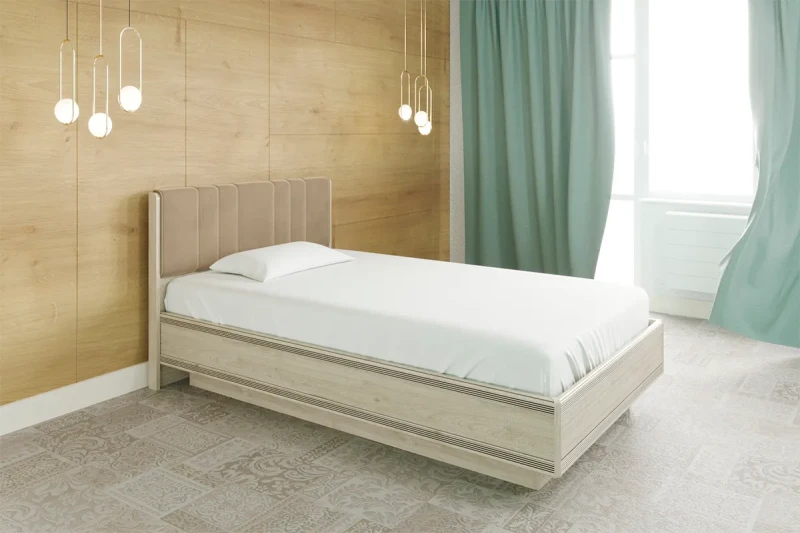 Кровать Карина КР-1011-ГС-В 120х200 (Гикори Джексон Светлый/Велюр) - купить в Озерце