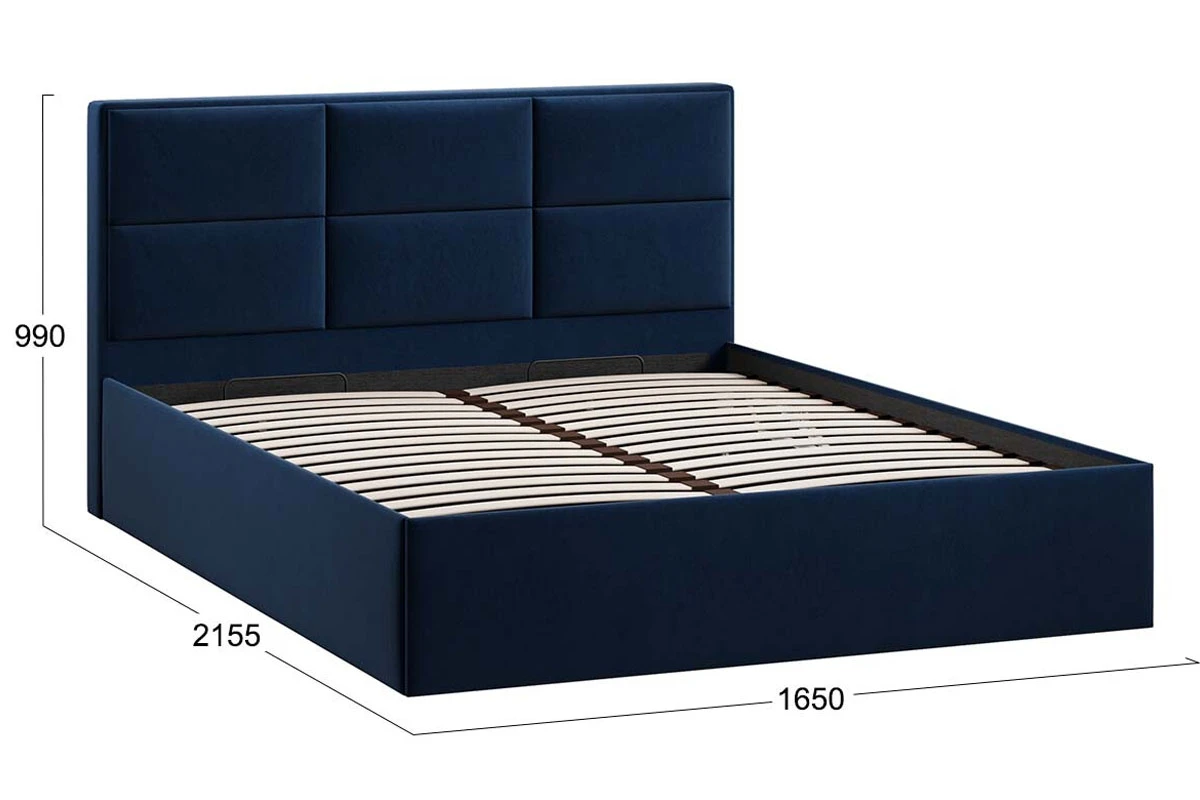 Кровать Стелла c ПМ 160х200 Тип 1 (Микровелюр/Wellmart Blue) - купить в Озерце
