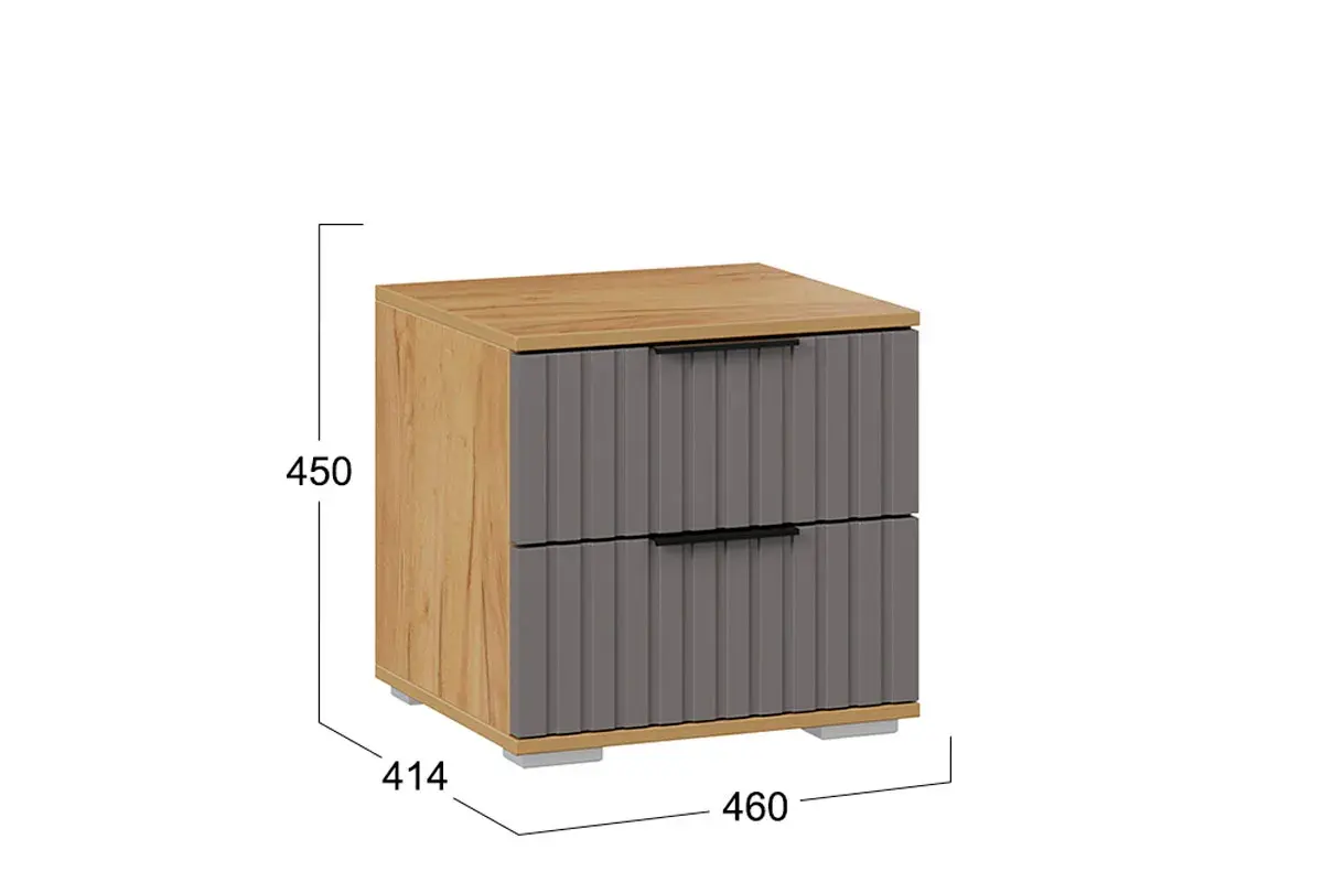 Тумба прикроватная Хилтон (Дуб Крафт золотой/Графит матовый) — Мебель-центр Озерцо