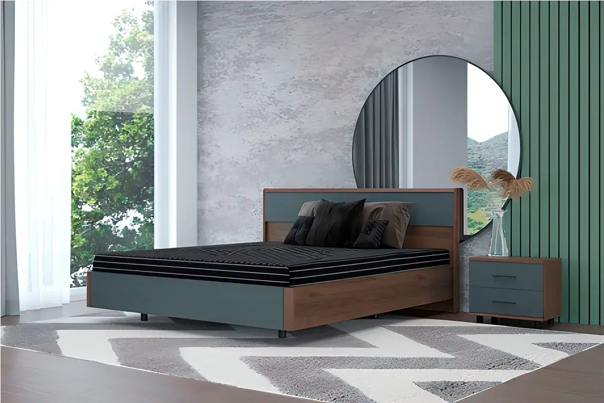 Кровать КР-5003-ГТ-АМ 160х200 (Гикори Джексон Темный/Антрацит Матовый) - купить в Озерце