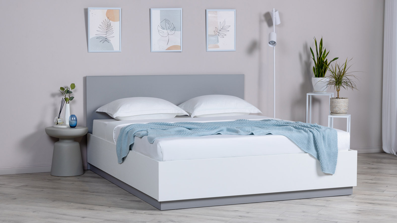 Кровать с подъемным механизмом Twills, цвет Белый премиум + Арктика серый, 140x200 - купить в Озерце