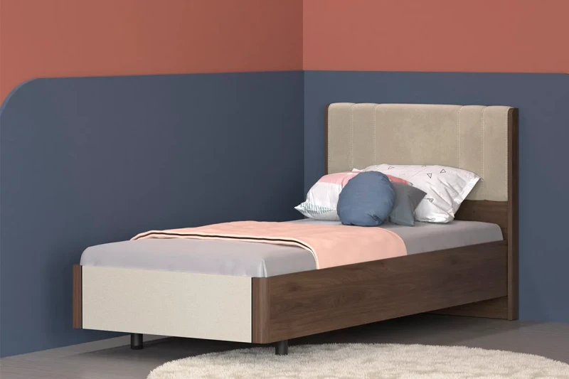 Кровать КР-5015-ГТ-КМ-В 90х190 (Гикори Джексон Темный/Кашемир Матовый/Велюр) - купить в Озерце