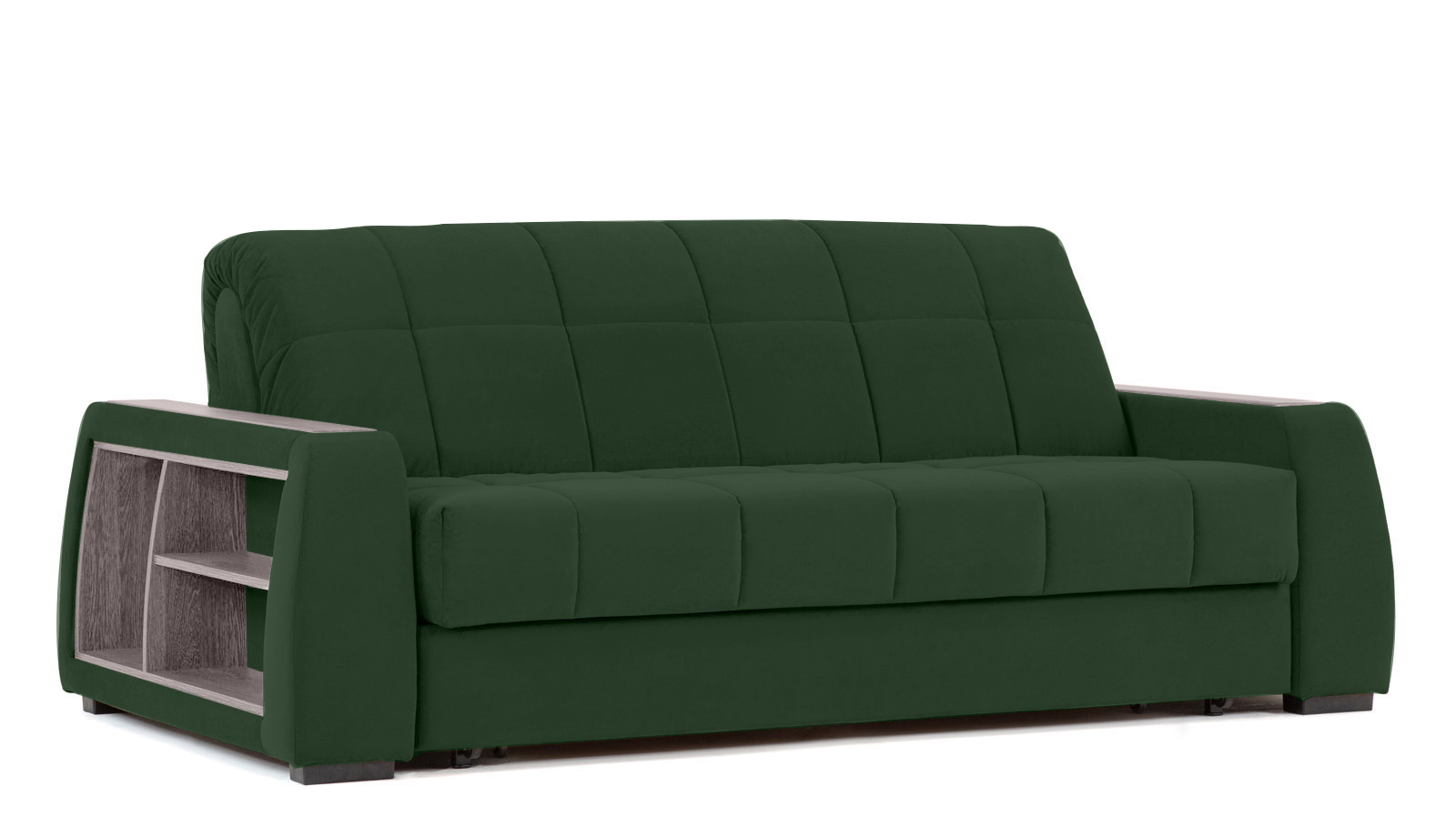 Диван - кровать Domo Pro с полками цвета ясень, стежка квадрат, ткань Casanova Grass 140x216 — в мебель-центре Озерцо