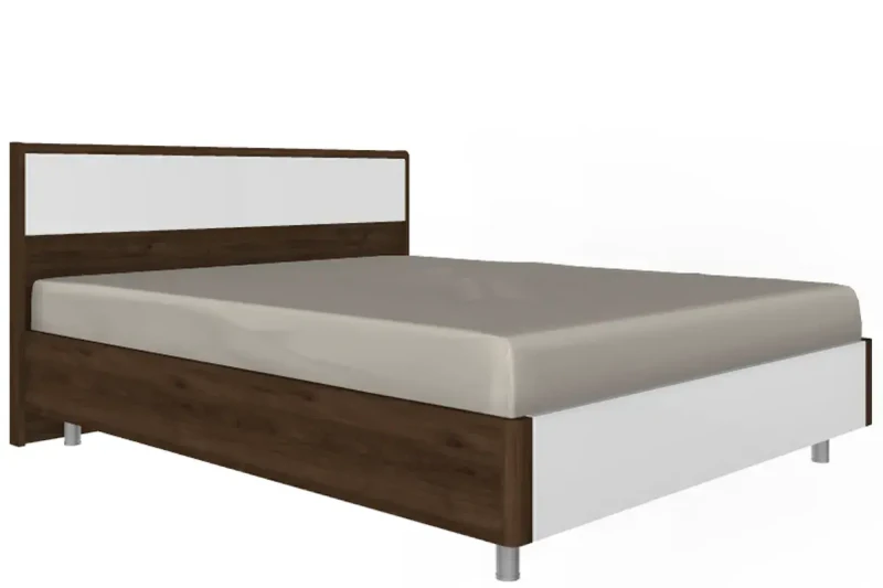 Кровать КР-5003-ГТ-БГ 160х200 (Гикори Джексон Темный/Белый Бриллиант Глянцевый) - купить в Озерце