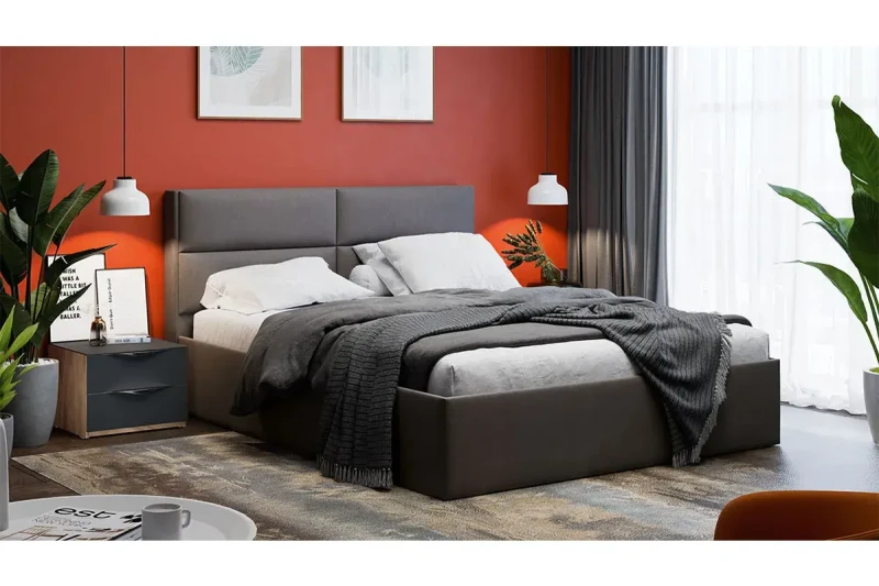 Спальный гарнитур Глосс (Яблоня Беллуно/Cтекло/Графит матовый) - купить в Озерце