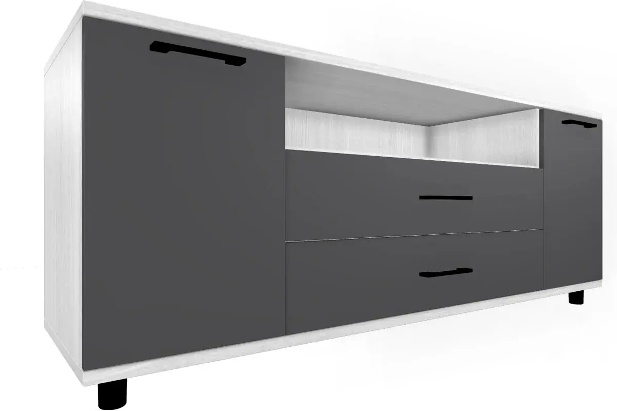 Гостиная Грейс комплект 12 (Снежный Ясень/Антрацит Матовый) — Мебель-центр Озерцо