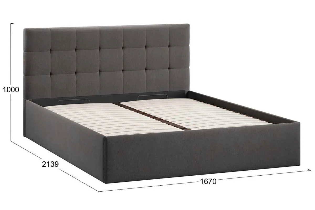 Кровать Джоли Тип 1 с ПМ 160х200 (Велюр/Графит) - купить в Озерце