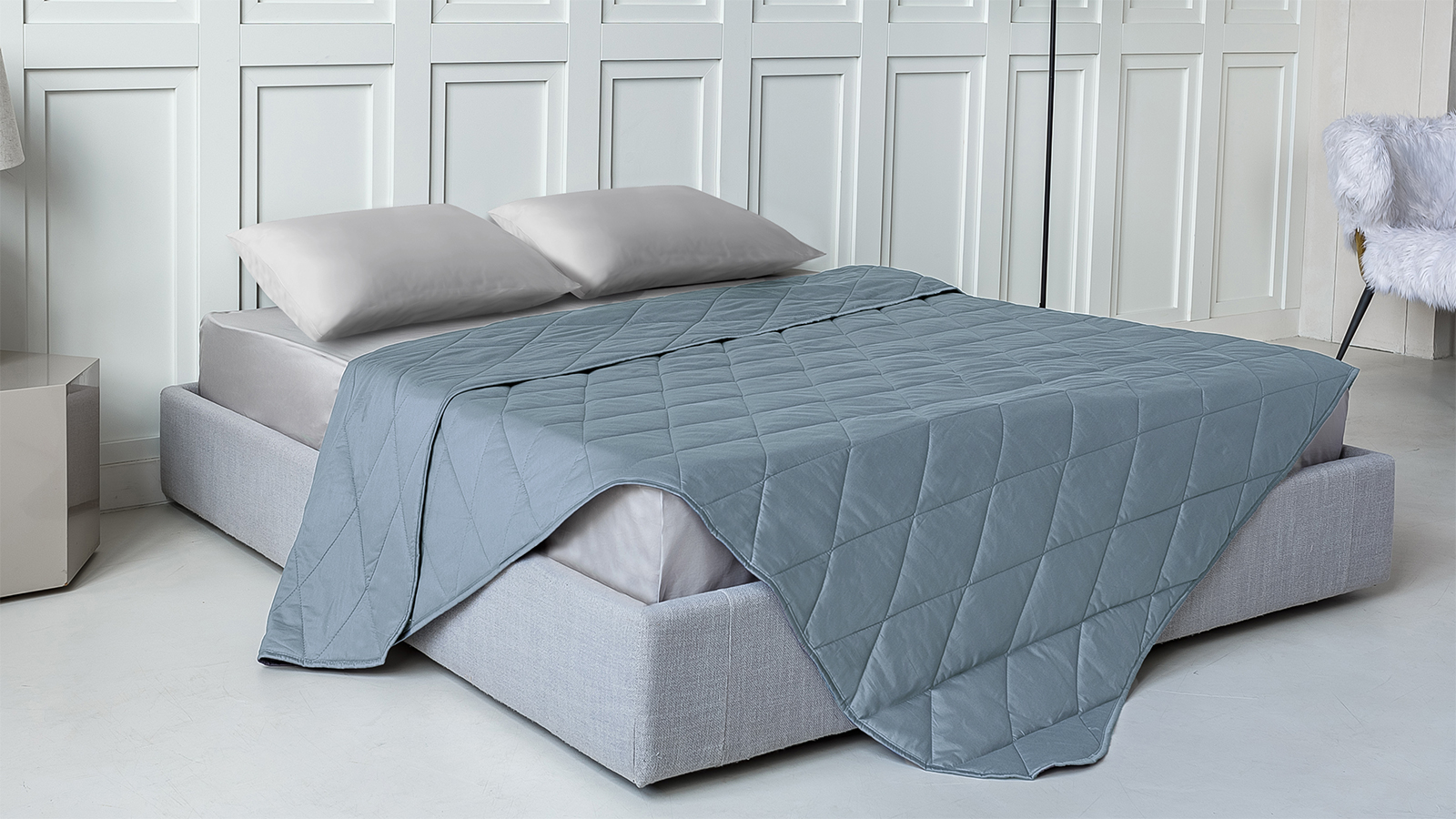 Покрывало хлопковое Askona Cotton Sateen, цвет: Небесный 220x240 в мебель-центре Озерцо