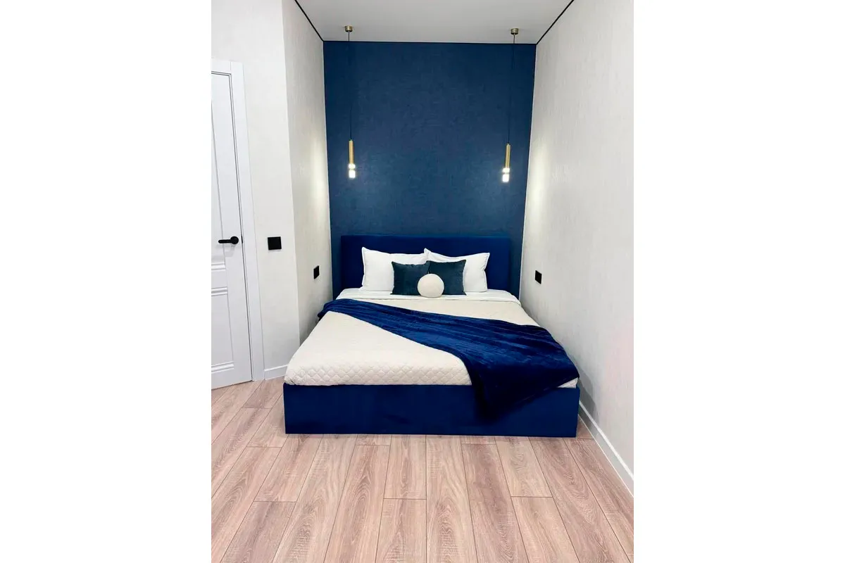 Кровать Лора с ПМ 160х200 (Велюр/Confetti Blue) - купить в Озерце