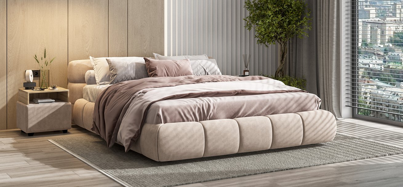 Босс Дрим Кровать+ПМ 160*200 Велюр Монолит латте - купить в Озерце