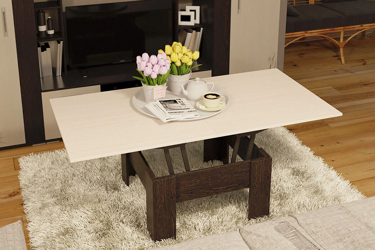 Стол журнальный Тип 10 (Венге Цаво/Дуб Белфорт) — Мебель-центр Озерцо