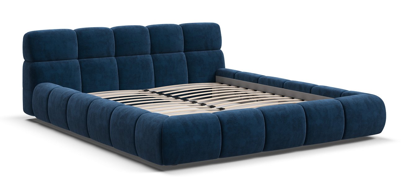 Босс Дрим Кровать+ПМ 160*200 Велюр Монолит синий - купить в Озерце
