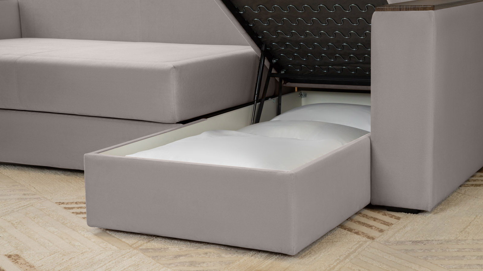 Диван угловой Loko Pro с хранением в подлокотниках, ткань Casanova Grey 164x212 — в мебель-центре Озерцо