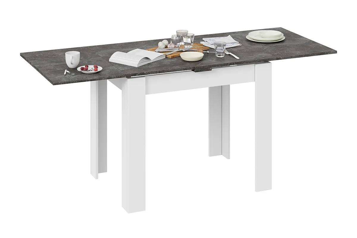 Стол раздвижной Промо тип 3 (Белый/Ателье темный) - купить в Озерце
