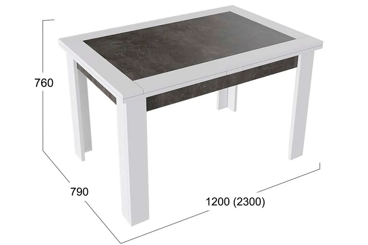 Стол раздвижной Хьюстон тип 4 (Белый/Ателье темный) - купить в Озерце