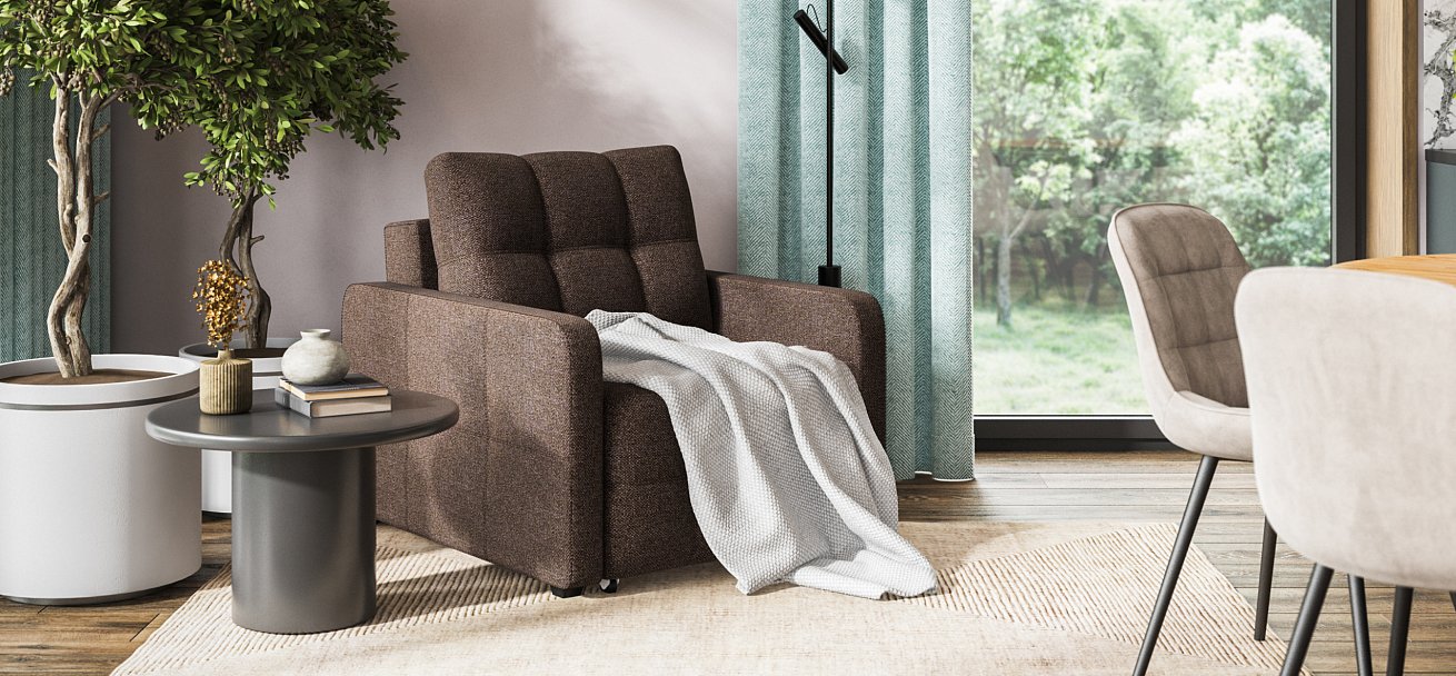 Денди Слим кресло-кровать Рогожка Мальмо шоколад — купить в Озерце