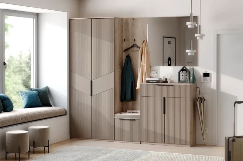 Прихожая Астория №2 (Дуб кастелло серый / Грей софт) — Мебель-центр Озерцо