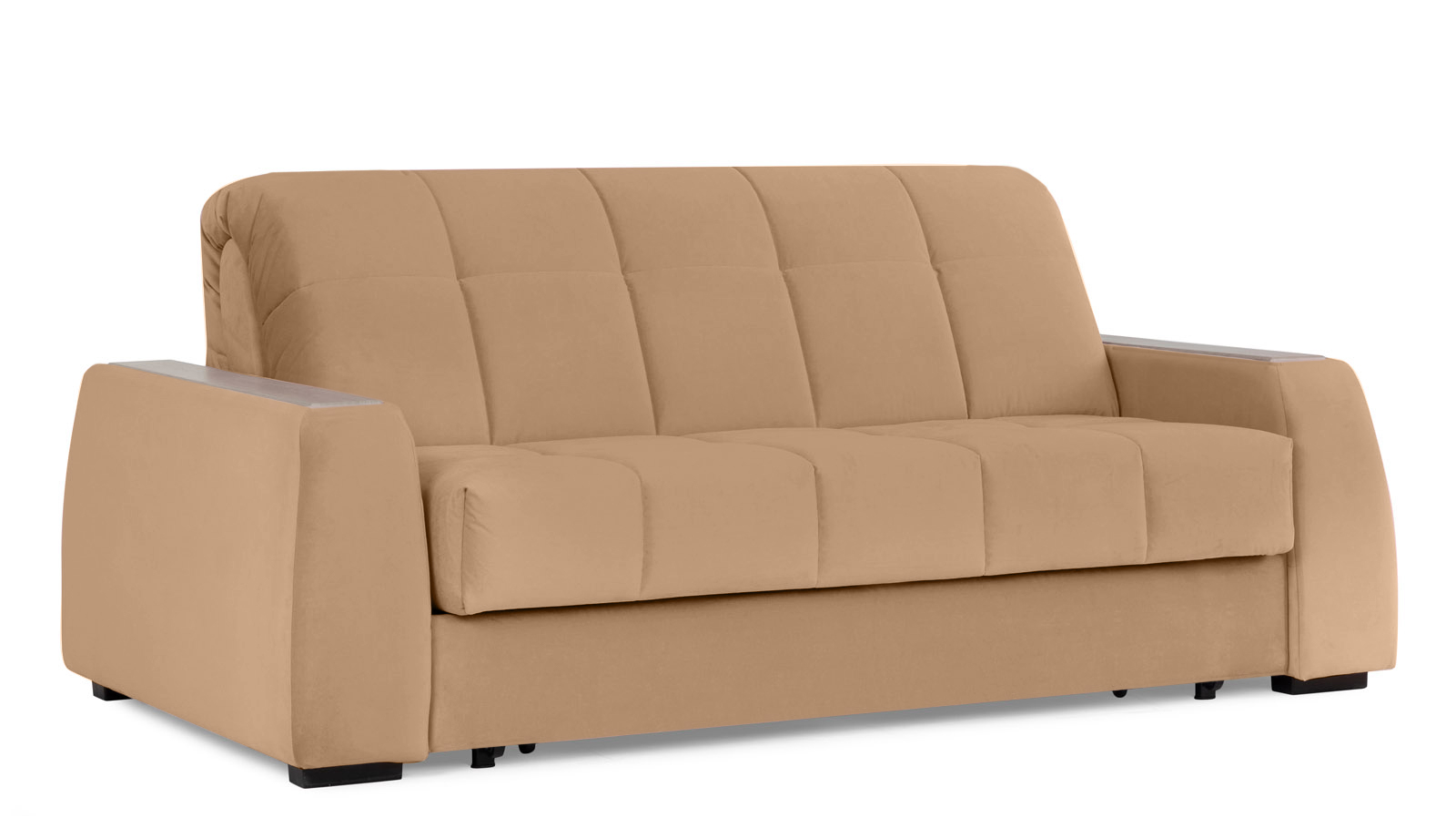 Диван - кровать Domo Pro с накладкой цвета ясень, стежка квадрат, ткань Casanova Beige 180x216 — в мебель-центре Озерцо