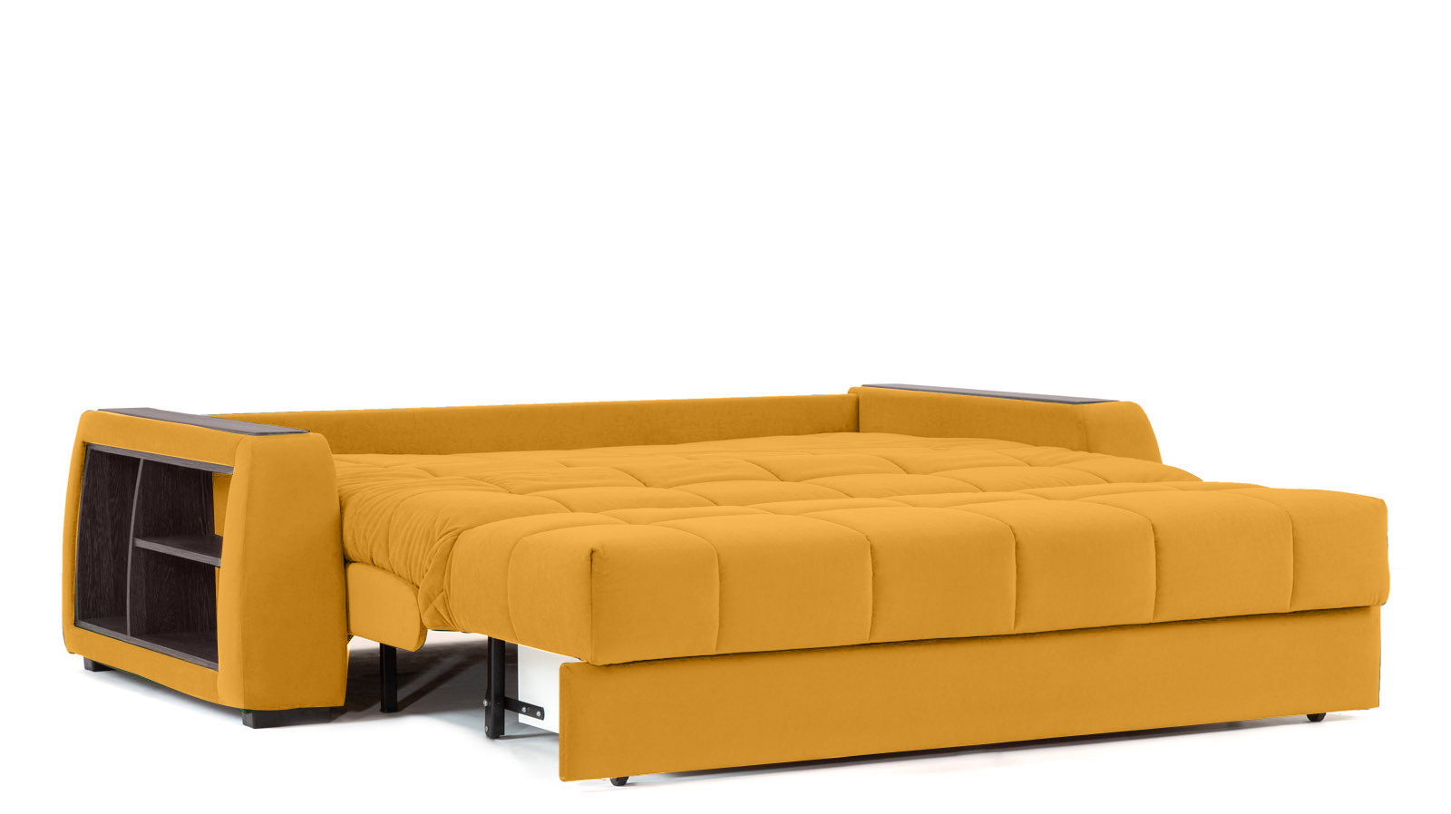 Диван - кровать Domo Pro с полками цвета венге, стежка квадрат, ткань Sky Velvet 30 160x216 — в мебель-центре Озерцо