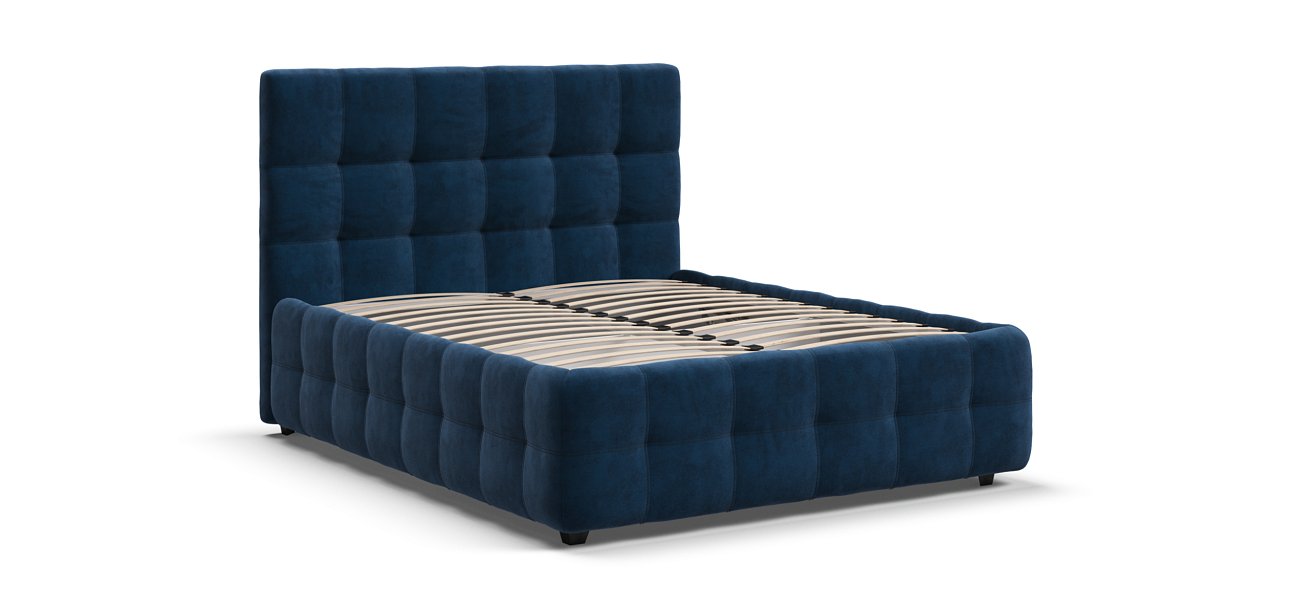 Босс Кровать+ПМ 140*200 Велюр Монолит синий - купить в Озерце