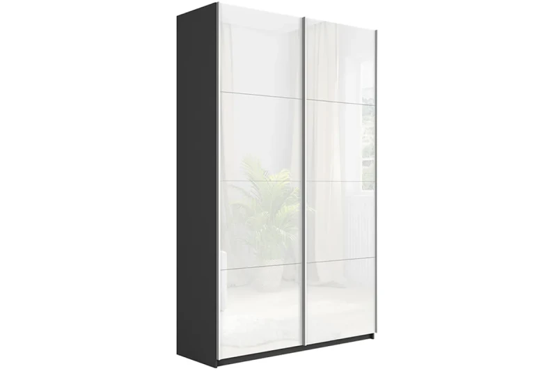 Шкаф-купе 2-х дверный Траст СШК 2.120.60-15.15 (1200x570x2300) (Серый диамант/Стекло белый глянец) в мебель-центре Озерцо