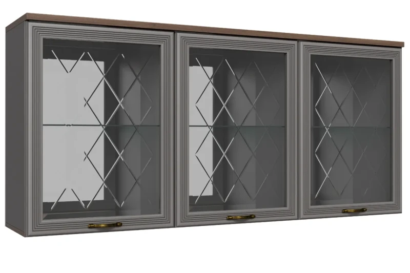 Антресоль АН-1011-ГТ-СО (Гикори Джексон Темный/Серый Оникс) в мебель-центре Озерцо