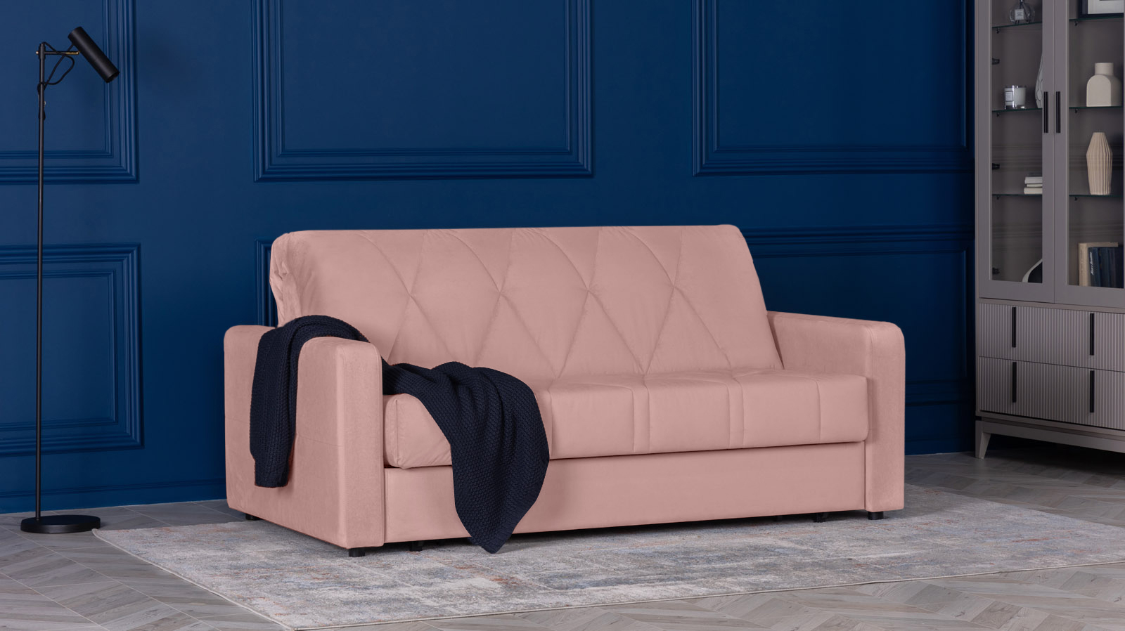 Диван - кровать Domo Pro стежка ромб, ткань Sky Velvet 01 160x216 — в мебель-центре Озерцо