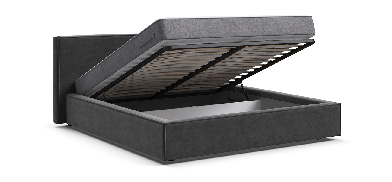 Норд Кровать+ПМ 160*200 Велюр Монолит серый - купить в Озерце