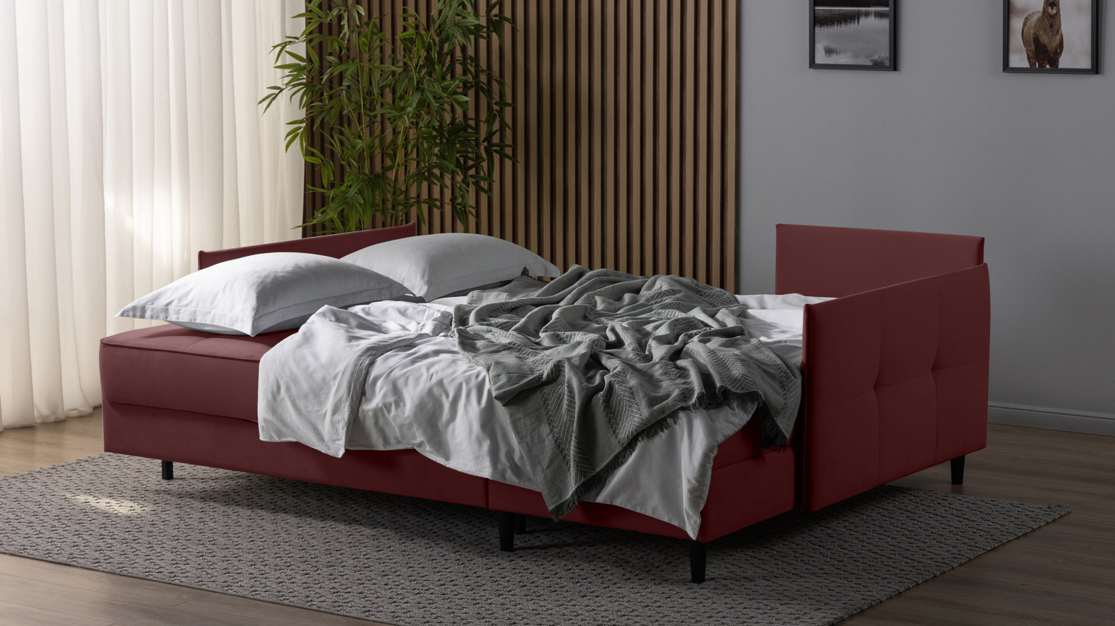 Диван Amani Pro угловой с узкими подлокотниками, ножки: пластик, Тк. Sky Velvet 32 156x217 — купить в Озерце