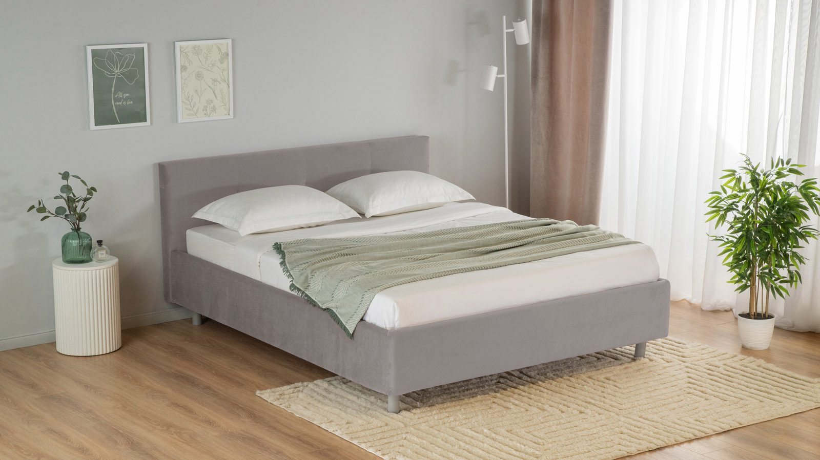 Кровать Vanessa Nova ткань Casanova Grey 200x200 - купить в Озерце