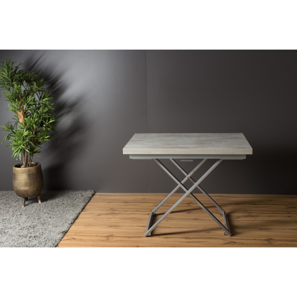 Стол-трансформер COMPACT бетон/опоры серебро - купить в Озерце