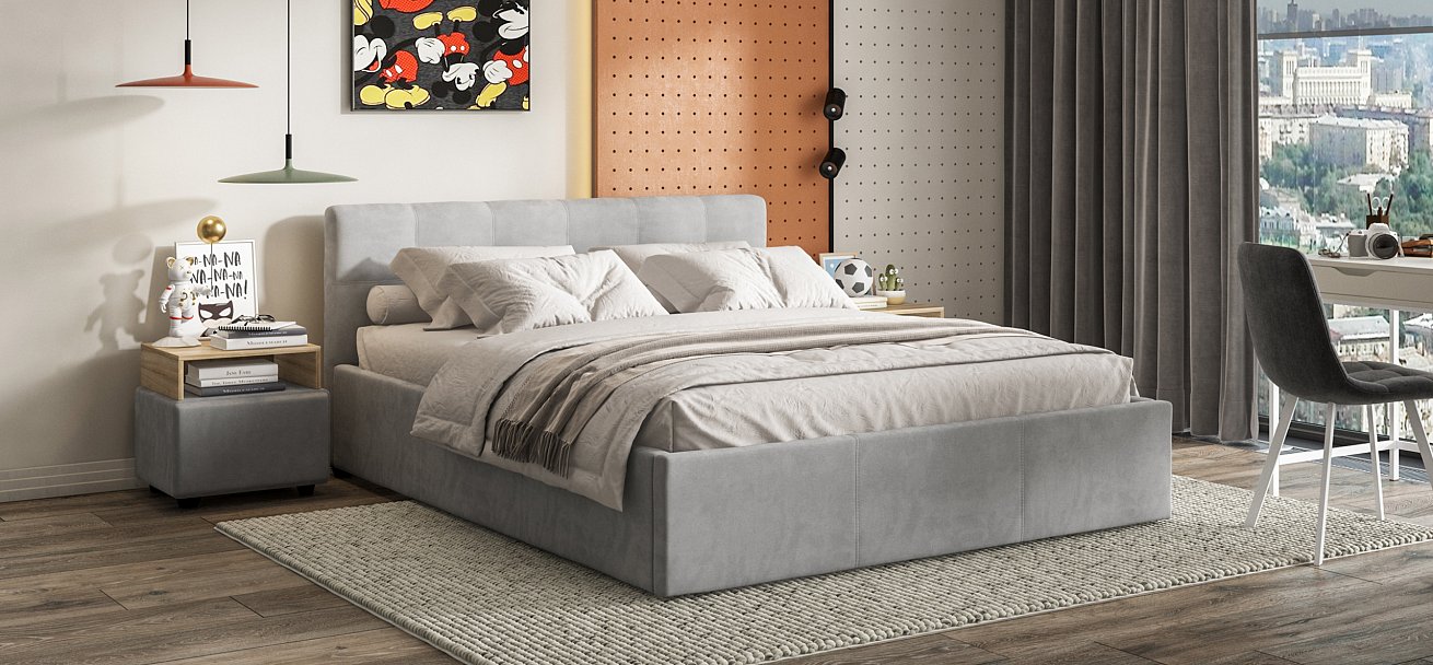 Кровать Белла 160*200 велюр Monolit сталь - купить в Озерце