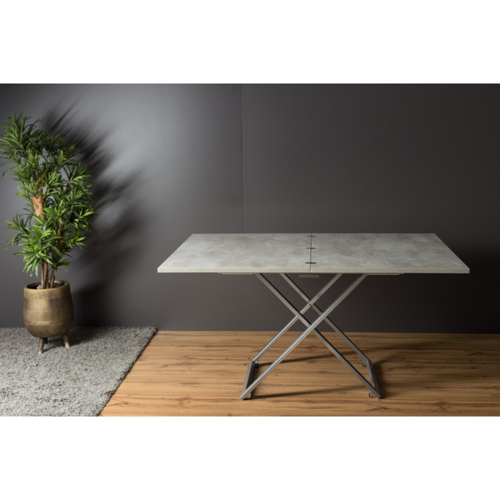 Стол-трансформер COMPACT бетон/опоры серебро - купить в Озерце