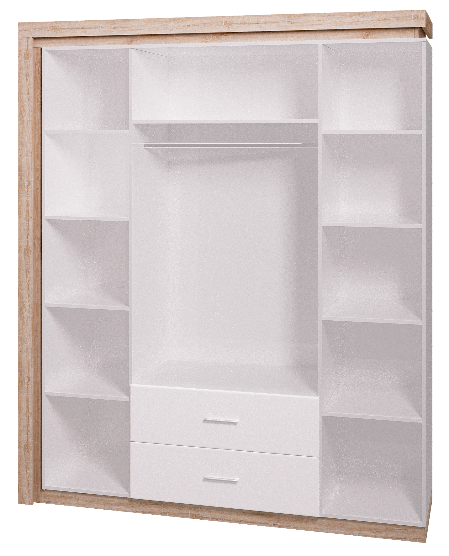 Шкаф для одежды с ящиками 4-х дверный с зеркалом Люмен 16 в мебель-центре Озерцо