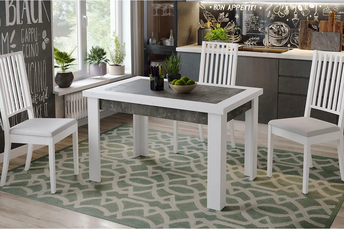 Стол раздвижной Хьюстон тип 4 (Белый/Ателье темный) - купить в Озерце